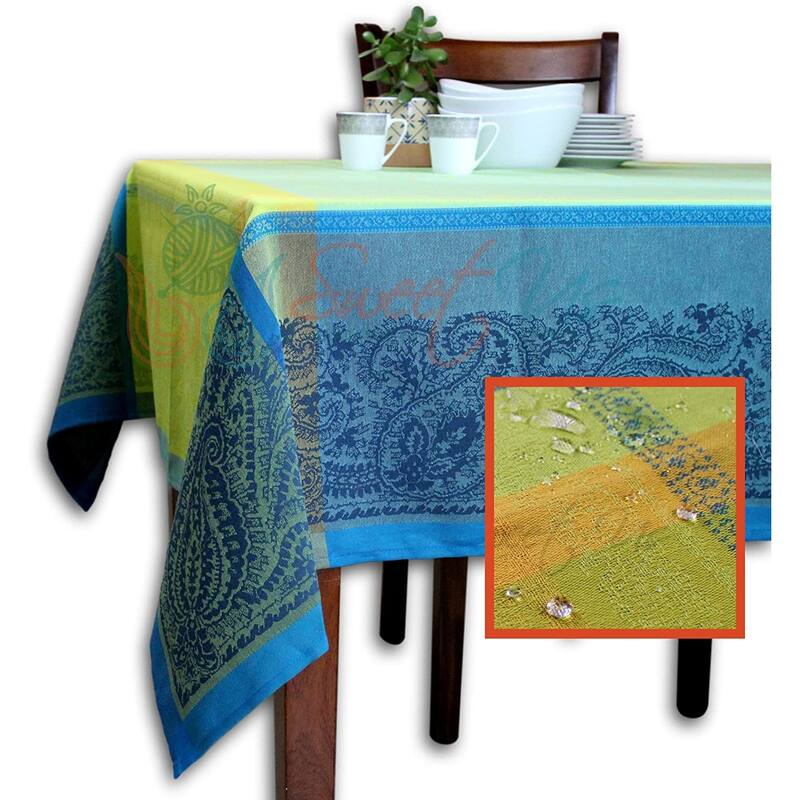 Wipeable Spill Resistant French Cotton Tablecloth - 62 x 62 in - Green