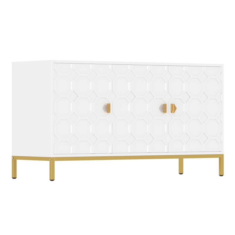 Clihome 3 Door Glossy Media Storage Sideboard Accent Cabinet