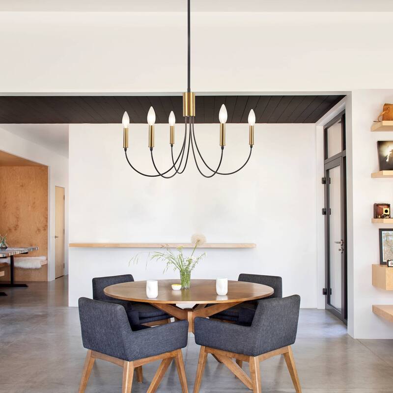 5-Light Rustic Candlestick Hanging Linear Chandelier Lighting Fixture for Kitchen Island