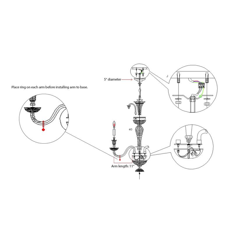 Pasargad Home Elegant Murano-Style Glass Chandelier - 30"D x 32"H
