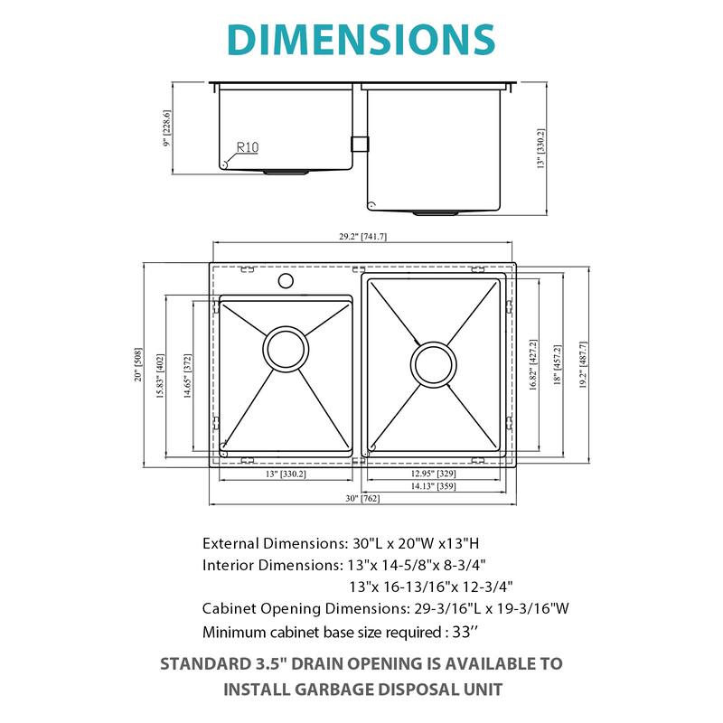 Double Bowl Drop-In Stainless Steel Sink with Workstation