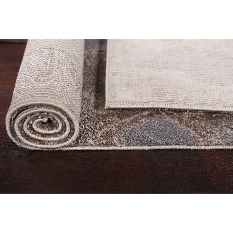 Turkish Abstract Brown Transitional Oriental Rug Contemporary Carpet