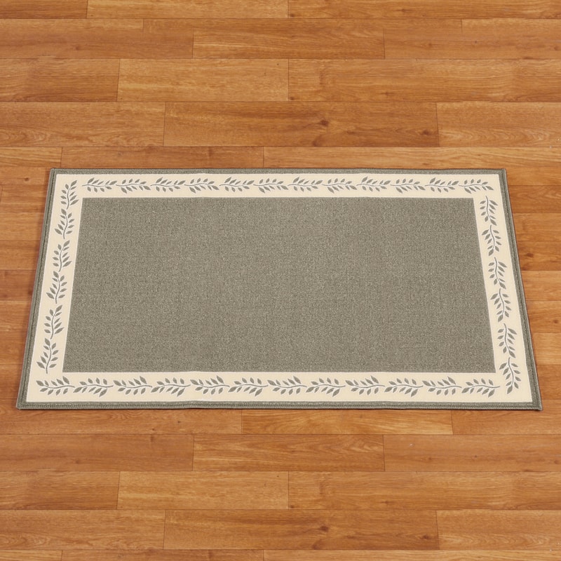 Leaf Border Skid-Resistant Soft Accent Rug - 27.000 x 3.750 x 3.500 - Grey