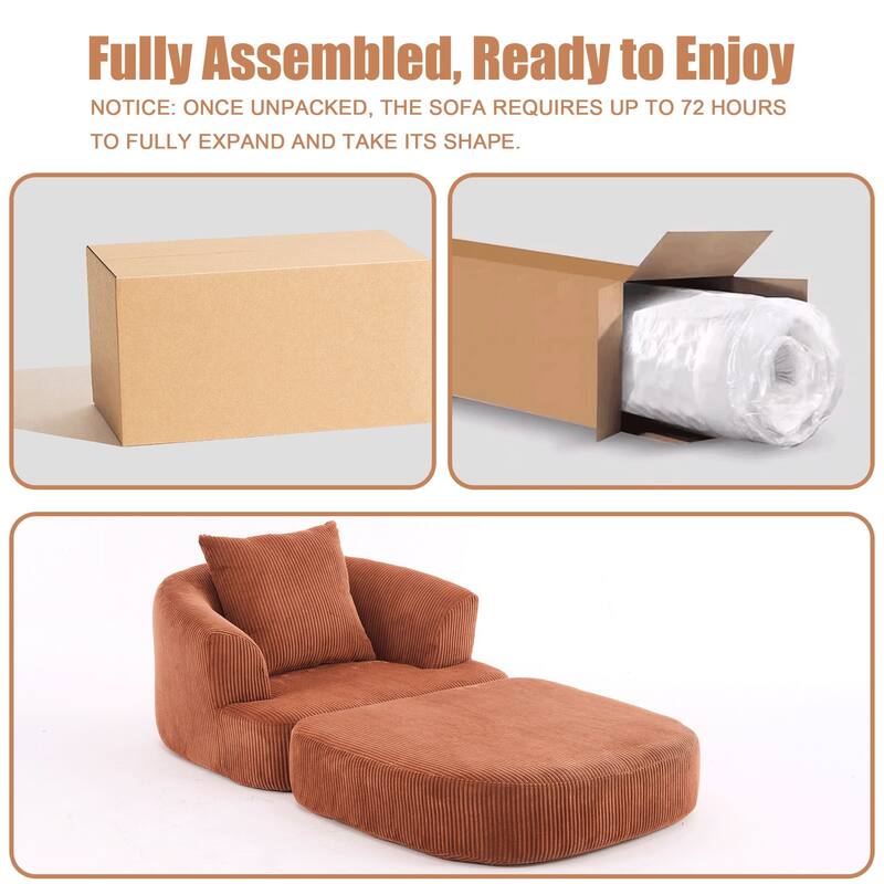 Oversized Upholstered Convertible Accent Barrel Chair