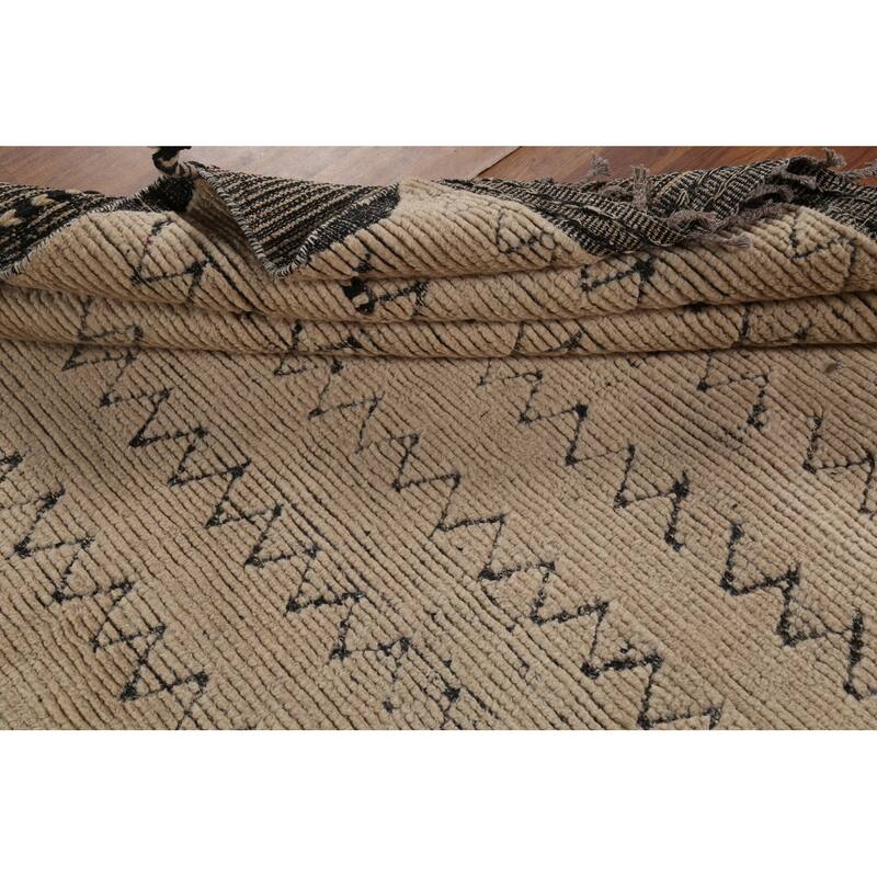 Chevron Style Moroccan Area Rug Hand-Knotted Wool Carpet - 6'3"x 9'8"