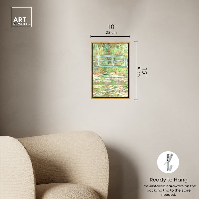 Art Remedy The Garden Framed Impressionism 1 Piece Canvas Wall Art /Monet And Van Gogh Inspired Art