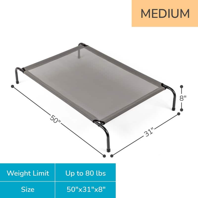 50 in. Portable Indoor/Outdoor Gray Teslin Top Pet Bed with Non-Slip Feet - 50" X 31" X 8"