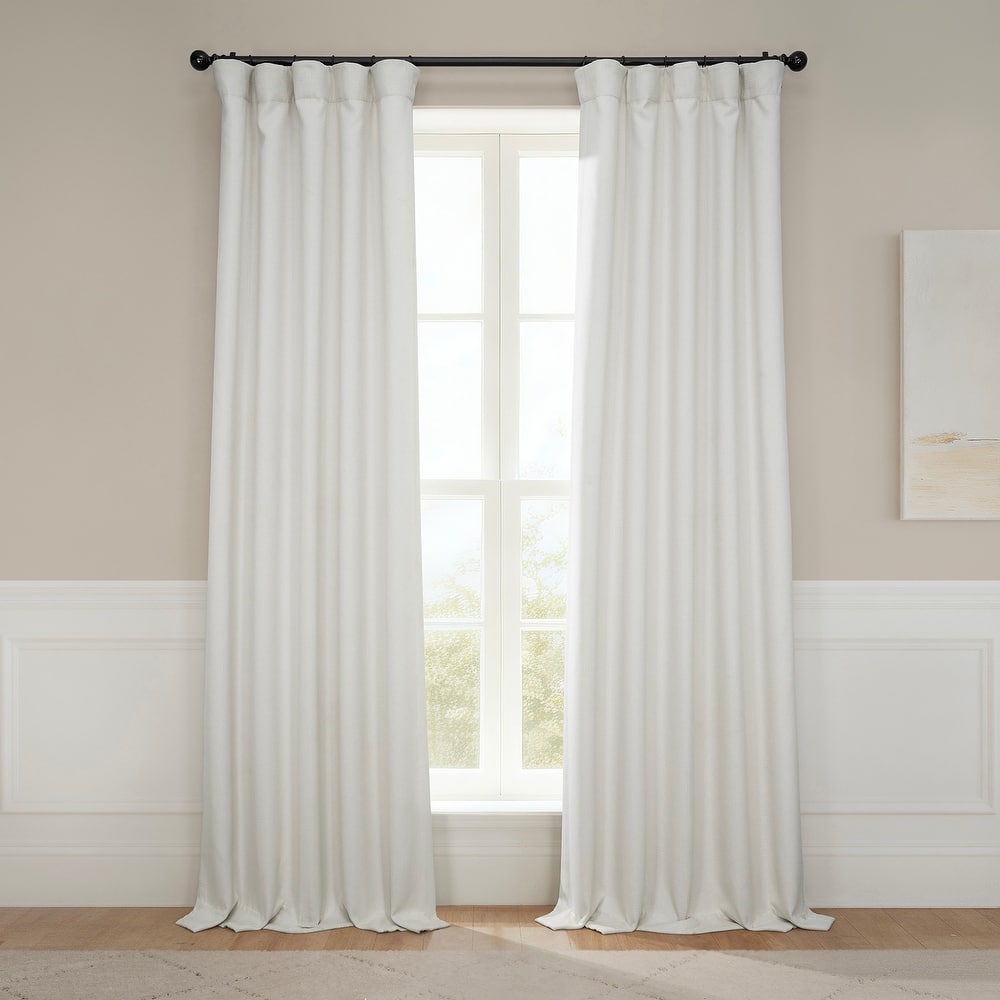 Exclusive Fabrics Textured Faux Linen Room Darkening Curtains for Bedroom & Living Room Curtains (1 Panel)