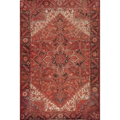 Hand Knotted Oriental 100% Wool Carpet Traditional Medallion Oranges & Rust Heriz Area Rug - 13' 1'' X 10' 2''