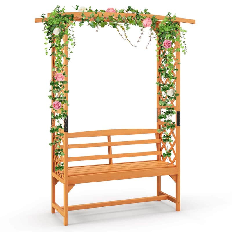 Costway 6.5 FT Tall Patio Garden Arbor with Pergola 2-Seat Bench - See Details