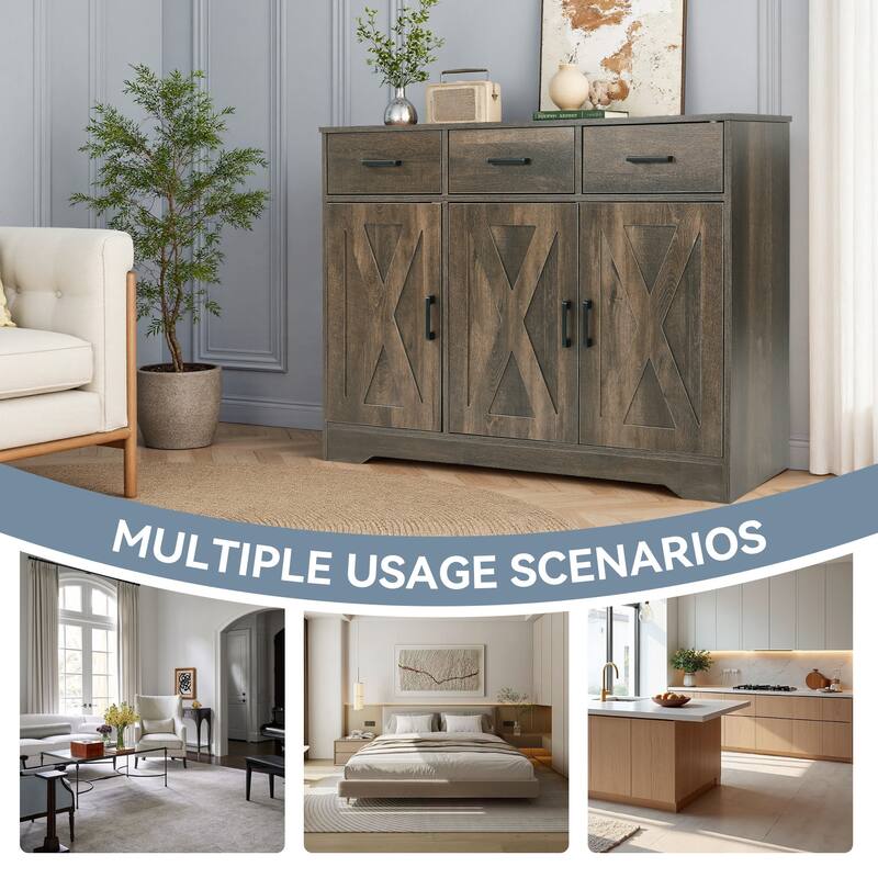 42.6" Wide TV Stand Console with 3 Storage Drawer