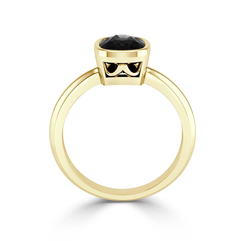 Auriya 14k Gold 2 1/4ctw Cushion-cut Black Diamond Ring Bezel-set