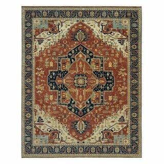 Shahbanu Rugs Sangria Red Lush Pile Antiqued Heriz Re-creation with ...