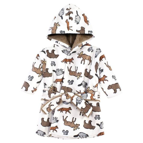 slide 1 of 1, Hudson Baby Mink with Faux Fur Lining Pool and Beach Robe Cover-ups, Animal Adventure 0-6 Months - Animal Adventure