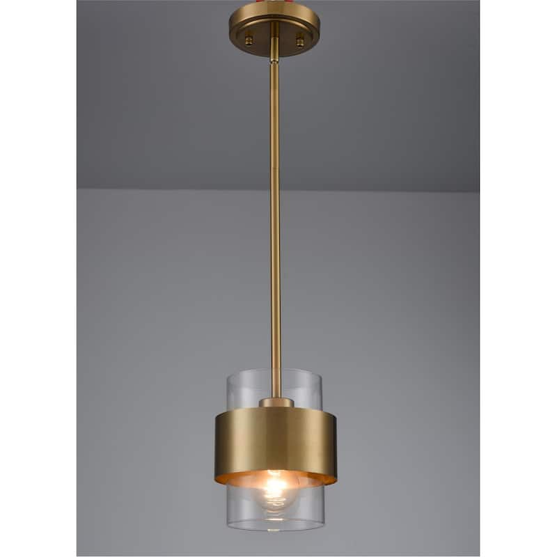 Rhodes Brass Modern Adjustable Height Pendant Light Industrial Mini Cylinder Shade