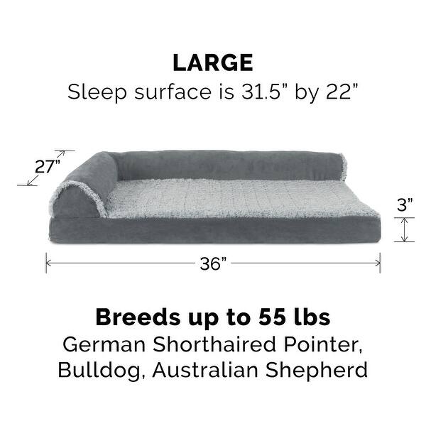 Furhaven Pet Bed Two Tone Faux Fur Suede Deluxe Chaise Lounge Orthopedic Sofa Dog Bed Overstock 17834188