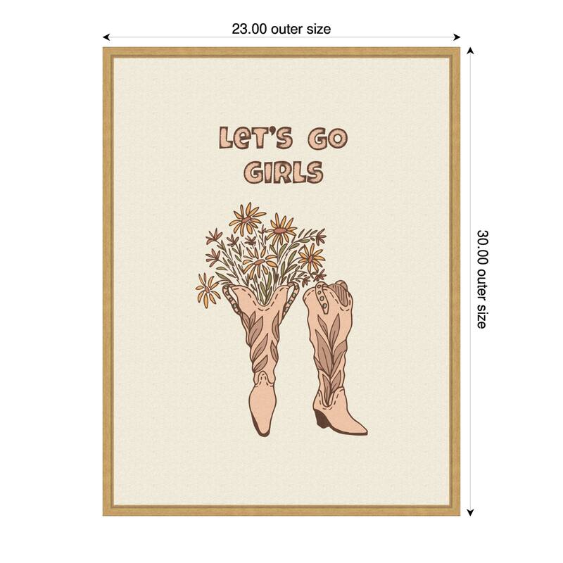 Cowgirl Boots With Flowers by Olena Kovalova Framed Canvas Wall Art Print - 23 x 30 in