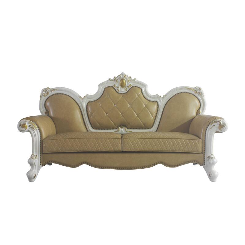 Deveraux Butterscotch and Antique Pearl Diamond Tufting Sofa