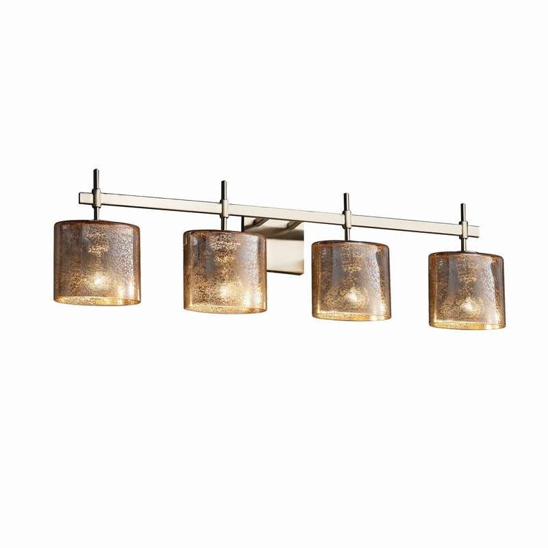 Justice Design Fusion Union 4-light Brushed Nickel Bath Bar, Mercury Oval Shade - Brushed Nickel, Mercury Glass