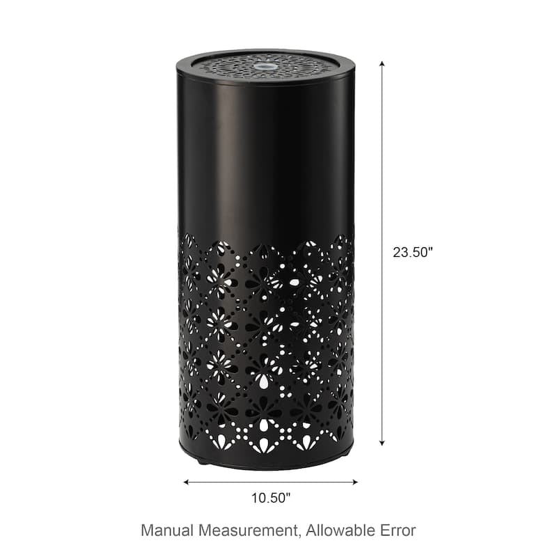 Glitzhome 23.5"H Metal Modern Cutout Pattern Outdoor Fountain with Lights & Shadows