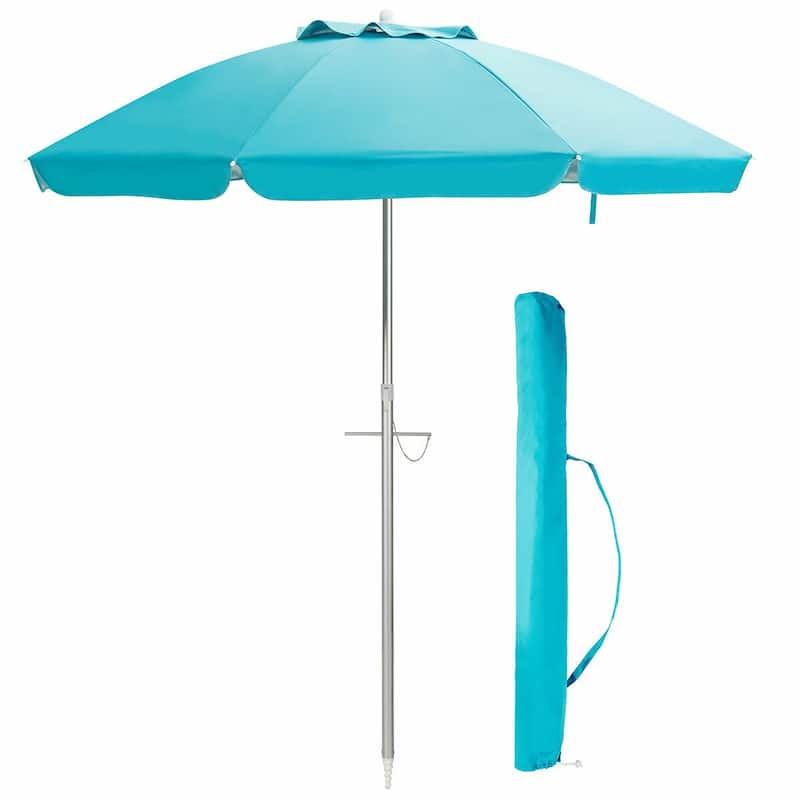 6.5FT Patio Beach Umbrella with Aluminum Frame & Portable Carrying Bag - Turquoise