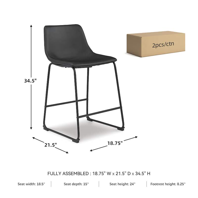 Signature Design by Ashley Centiar Black Bar Stool (Set of 2)