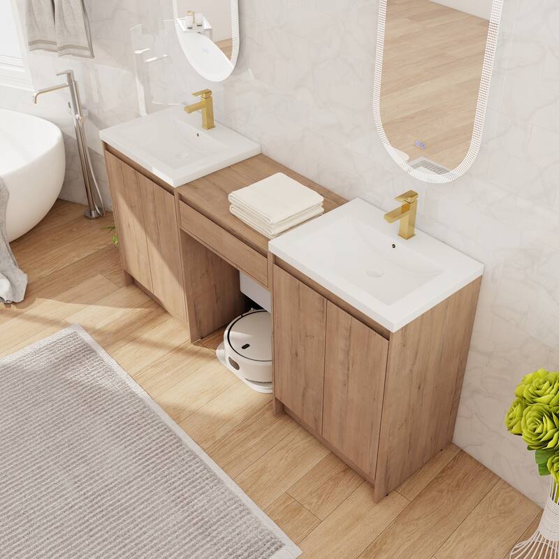 Beingnext 24''/72'' Bathroom Vanity with Sink, Freestanding Bathroom Vanity with Soft Close Doors And Adjustable Shelf