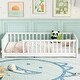 preview thumbnail 21 of 26, Twin Pine Wood Floor Platform Bed with Built-in Book Storage Rack White - Twin