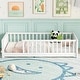 preview thumbnail 49 of 66, Twin Size Floor Bed Frame for Kids Bed with Fence Guardrails Endbed Storage Splint Platform Bed - Available with or without Door