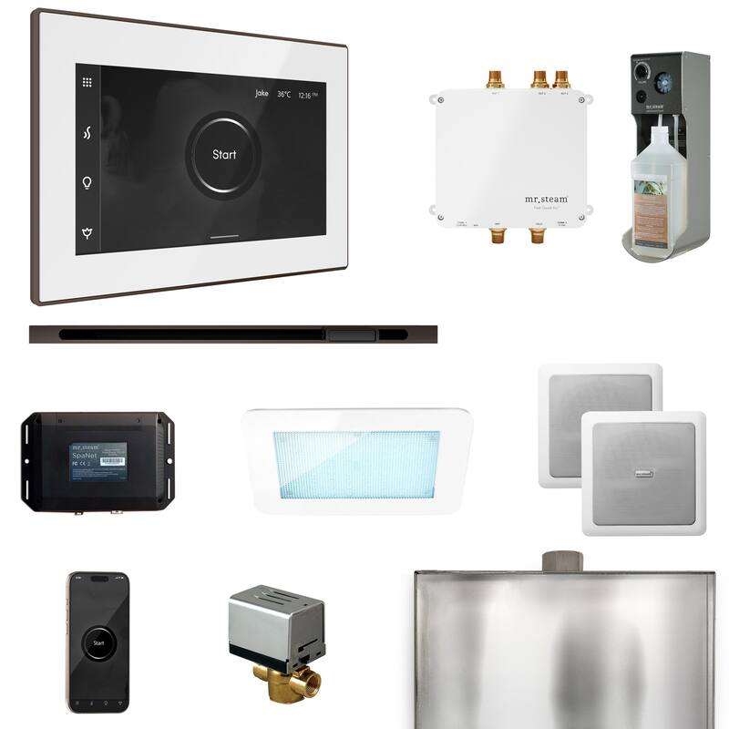 Mr Steam BLS1-L Bliss Linear Package Steam Shower Control Package with - White / Oil-Rubbed Bronze