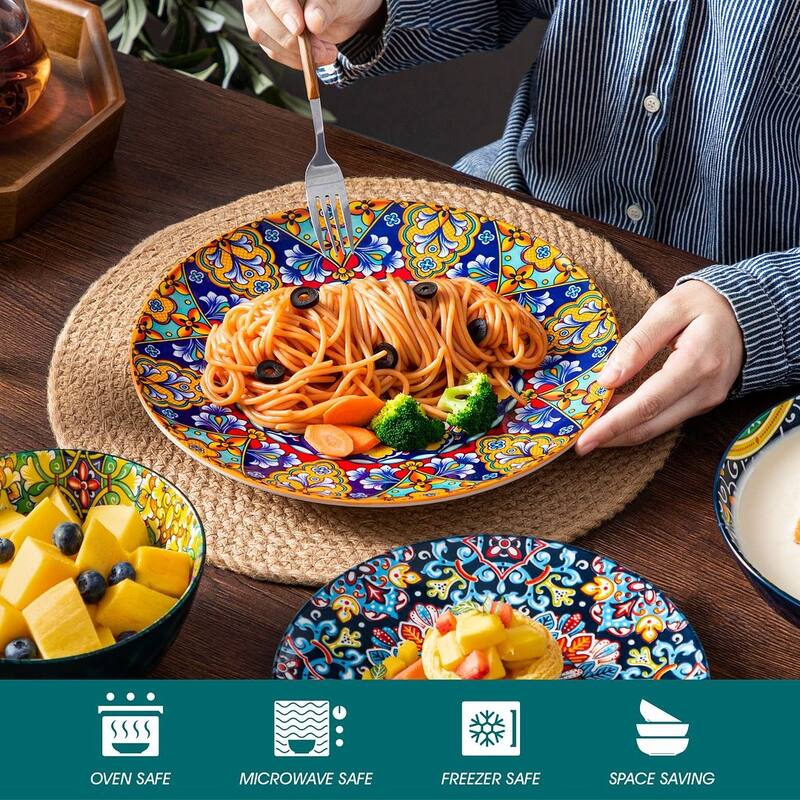 vancasso SIMI 16-piece Bohemian Porcelain Pattern Dinnerware Set