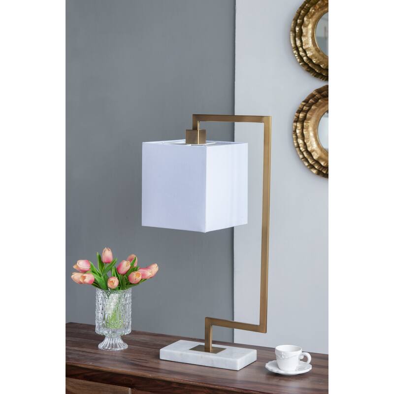 9x14.3x25.2" Metal Table Lamp With unique dual-bend arm design