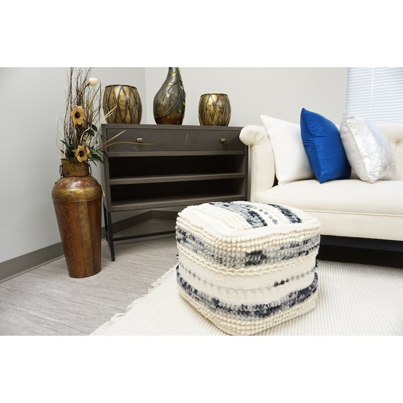 Home&Manor Wool Cotton Eugene Pouf