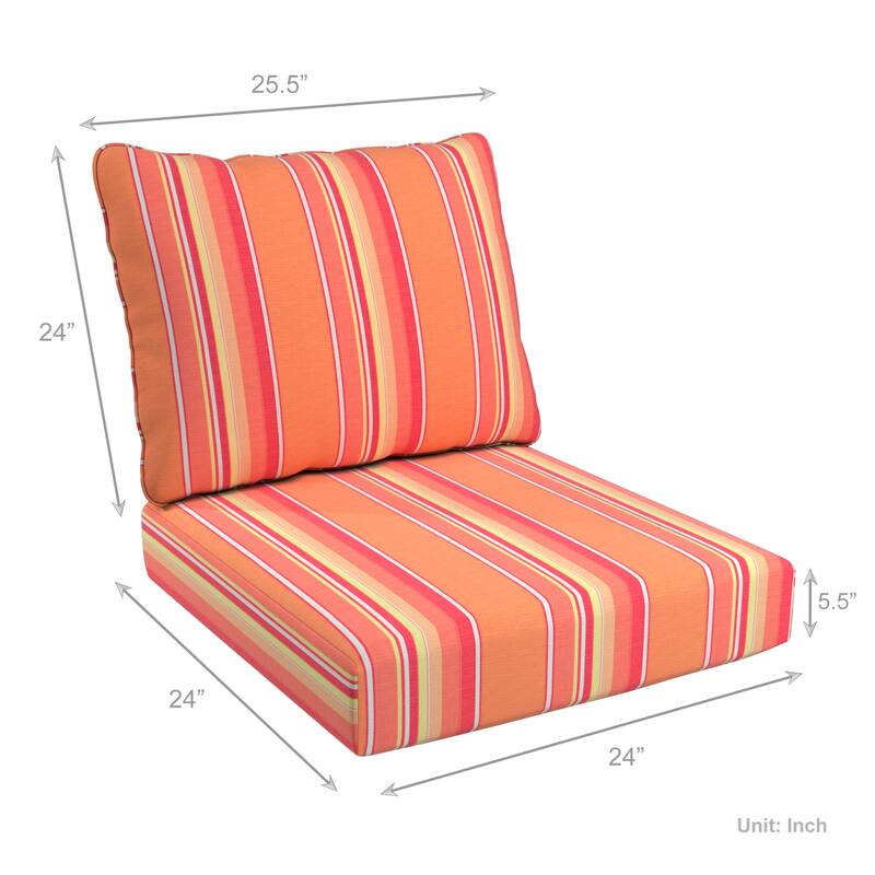 California Umbrella Outdoor Deep Seat Cushion Set, 24" x 48", Sunbrella Fabric, Densified Fiber Fill