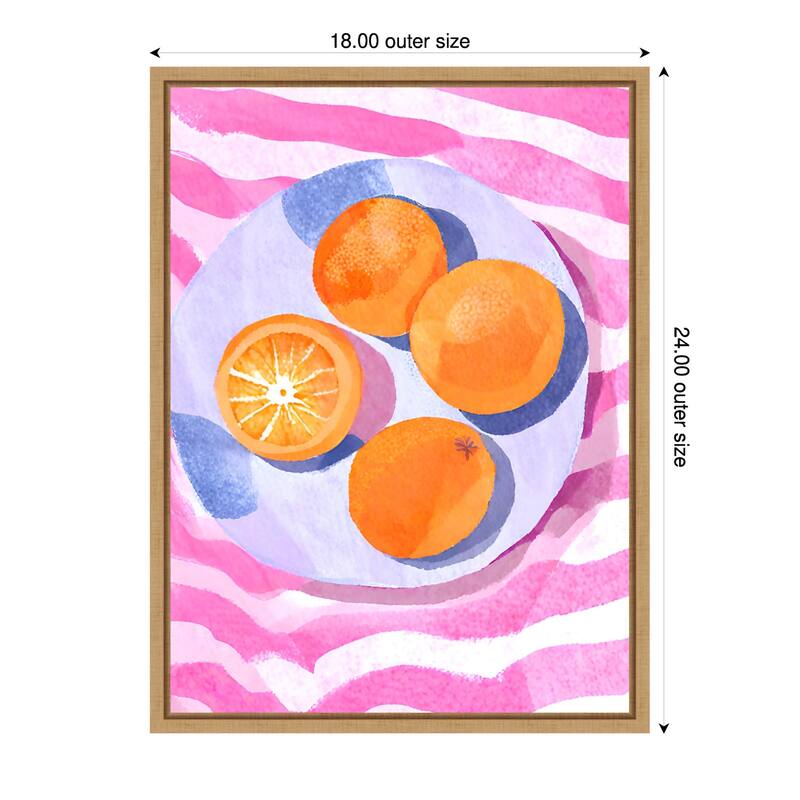Orangen auf Teller by Ohkimiko (18 x 24 in.), Framed Canvas Wall Art Print