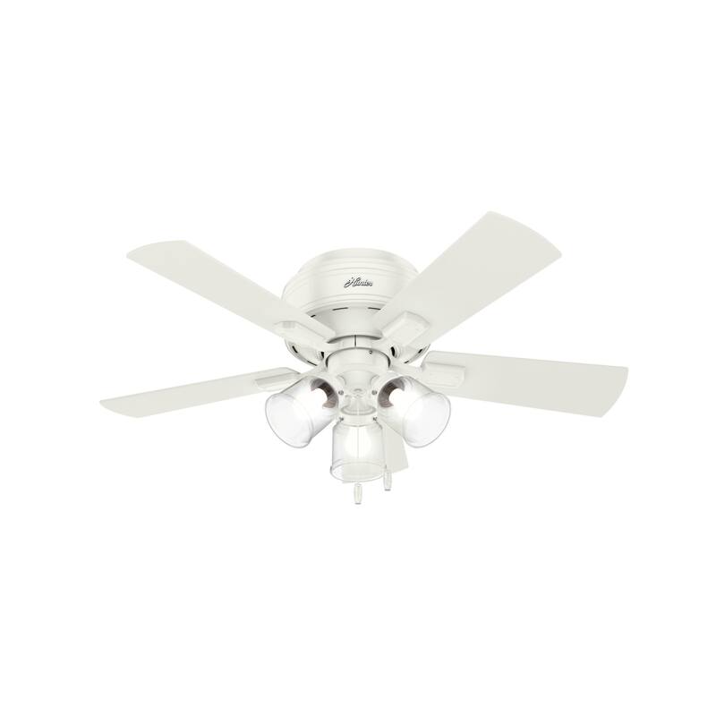 Hunter 42" Crestfield Low Profile Ceiling Fan with 3-Light LED Light Kit and Pull Chain - Casual, Farmhouse, Rustic