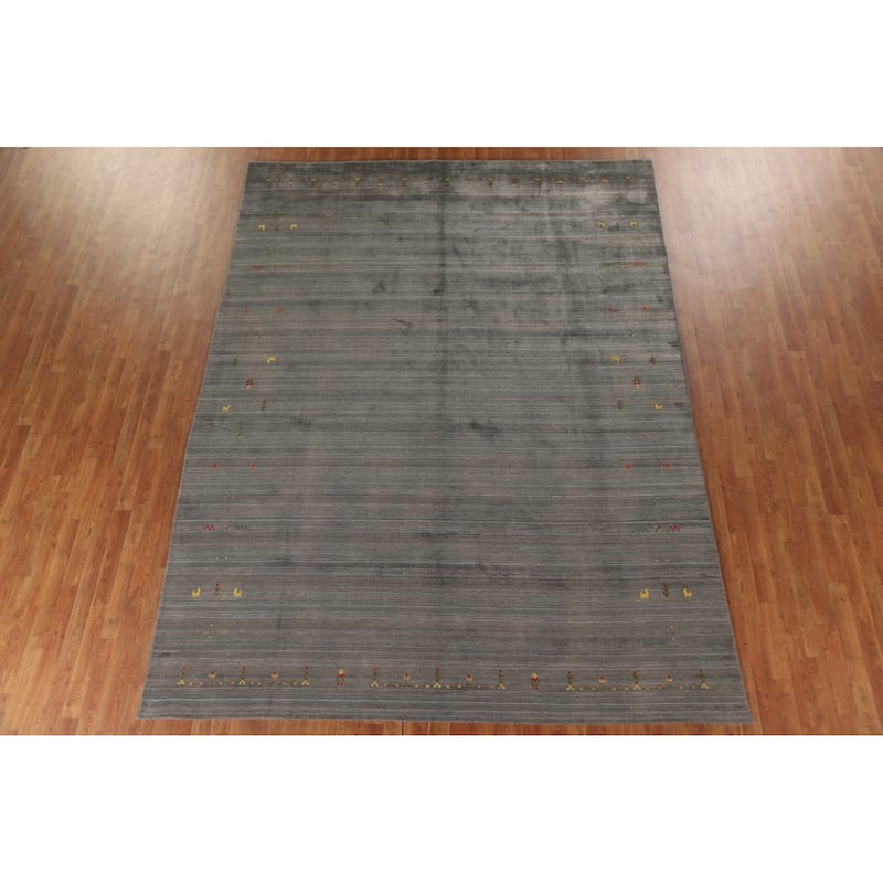 Gabbeh Area Rug Handmade Bedroom Wool Carpet - 8'9"x 11'8"