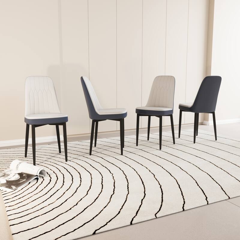 Dining Chairs Set of 4, Faux Leather Upholstered Dining Chairs with Metal Legs for Kitchen/Living Room/Restaurant