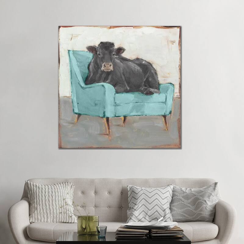 iCanvas "Moo-ving In IV - Black" by Ethan Harper Canvas Print