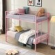 preview thumbnail 2 of 9, Pink Twin over Twin Size Metal Bunk Bed with Ladder