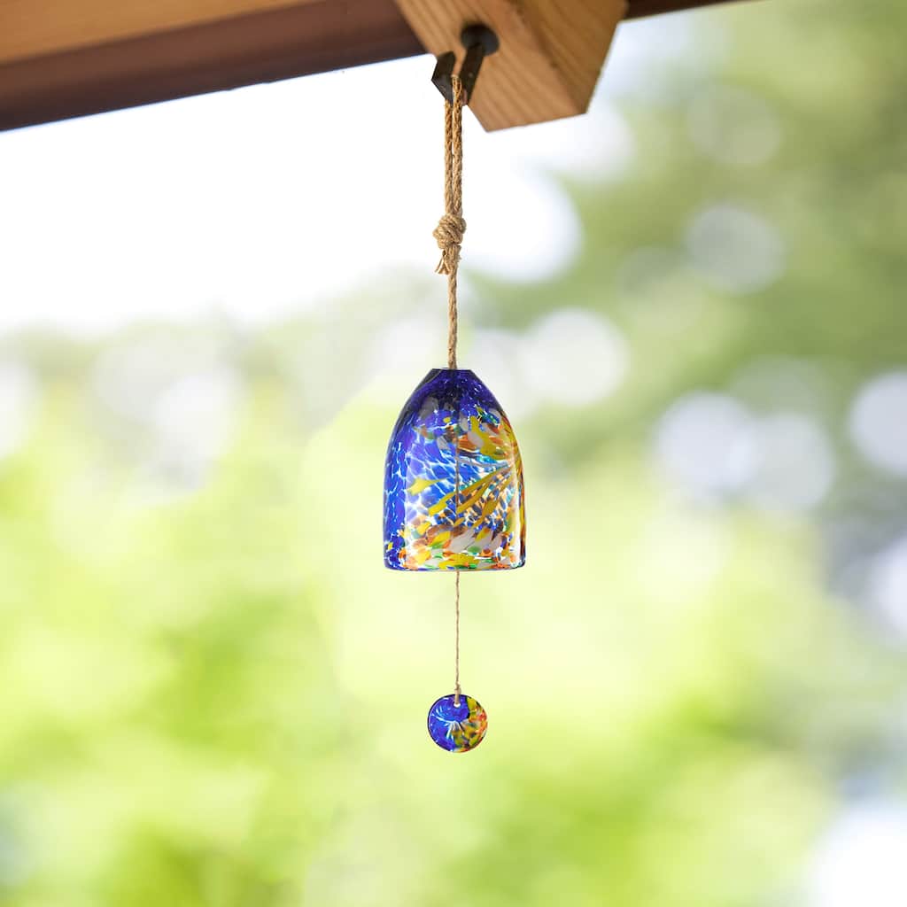 Glitzhome 26"H Glass Twist Glaze Windchime - 32''H
