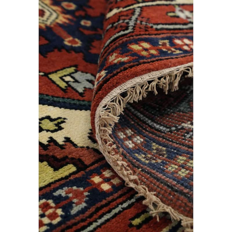 Hand Knotted Oriental 100% Wool Carpet Traditional Medallion Oranges & Rust Heriz (serapi) Area Rug - 9' 10'' X 7' 11''