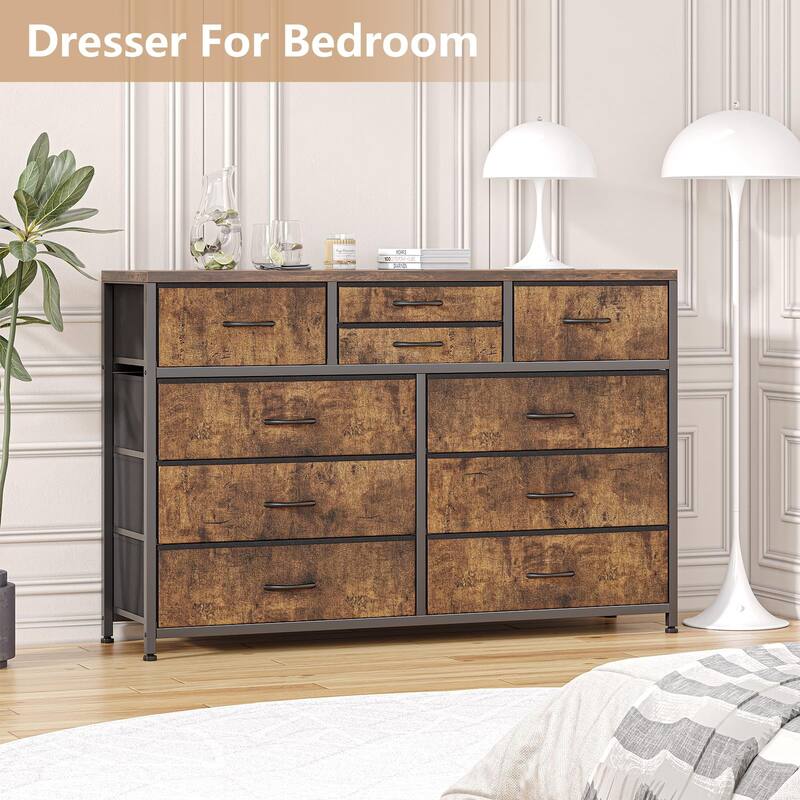 Fabric Dresser with 10 Drawers,47" TV Stand Dresser