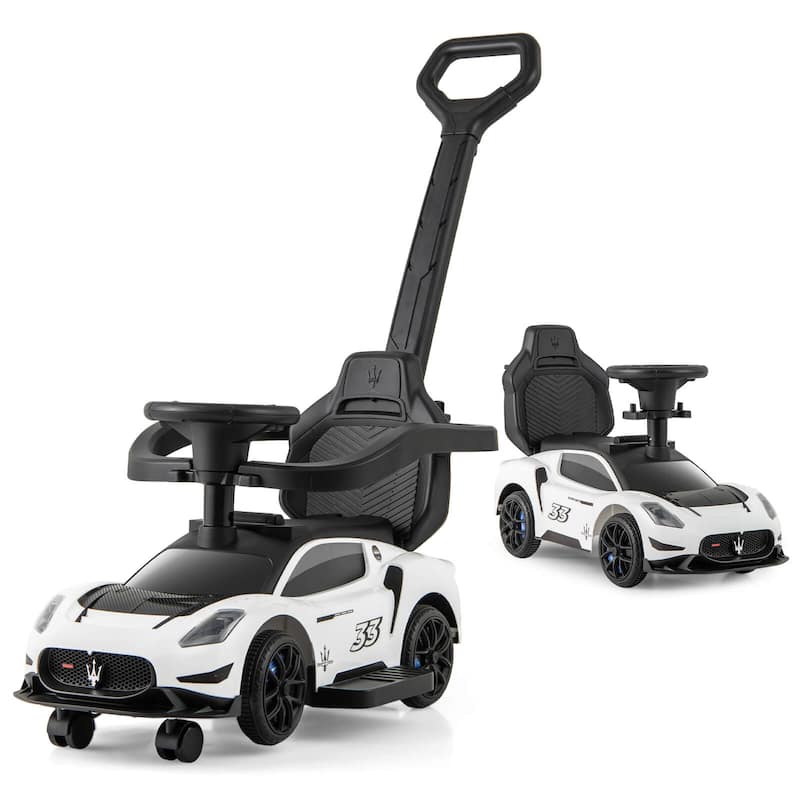 Costway 3-in-1 Ride on Push Car Maserati Licensed Foot to Floor Kids - See Details - White