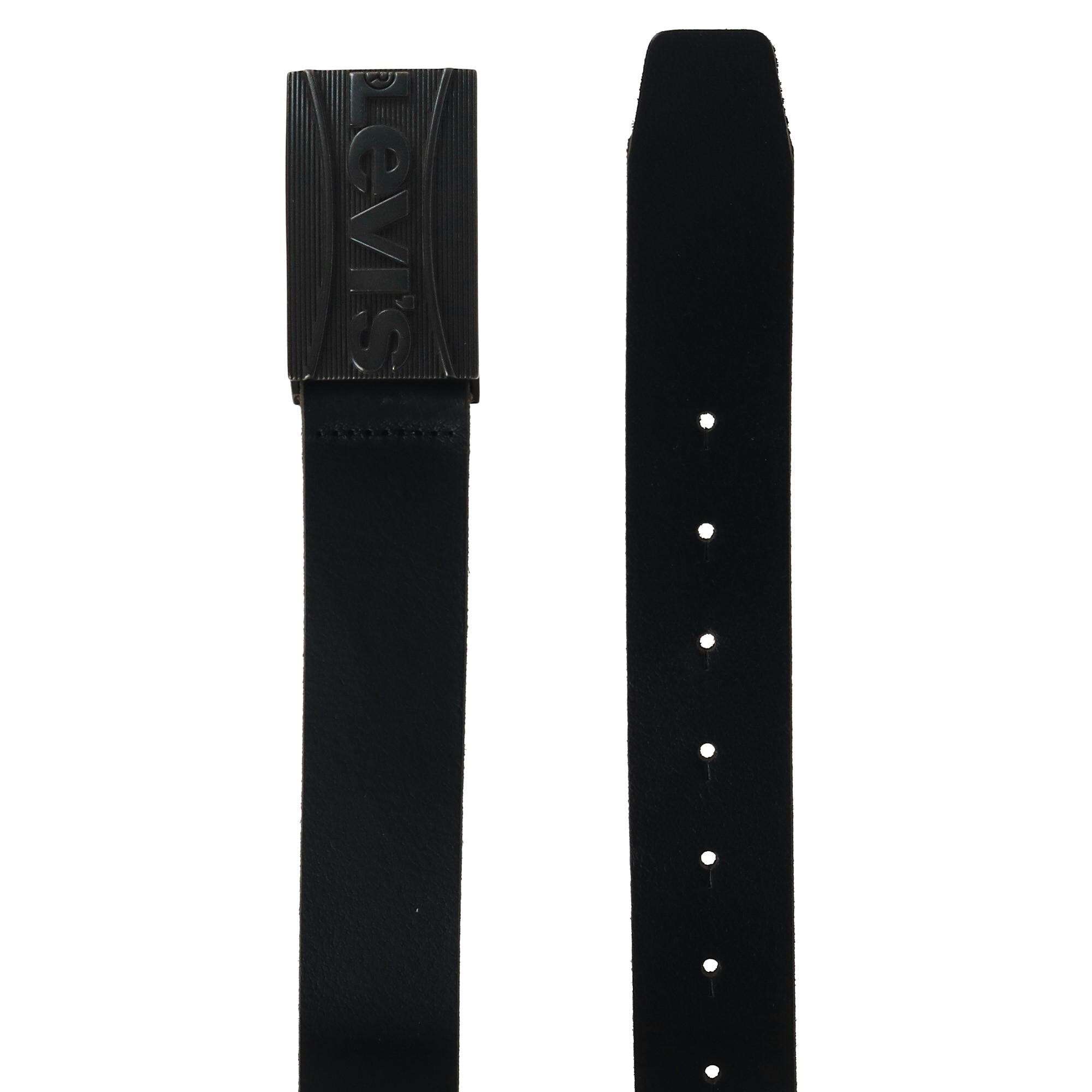 levi's men's leather belt with plaque buckle