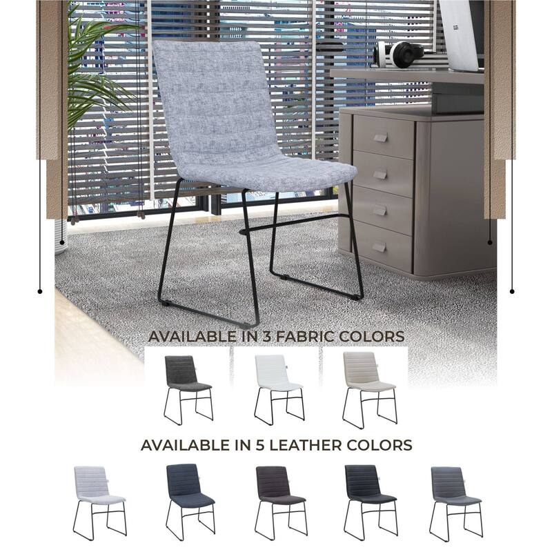 Zylar Modern Leather Guest Chair with Lumbar Support, Stainless Steel Base, High-Density Foam, Floor Protectors, 300 lb Capacity