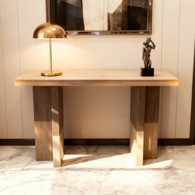 42''Modern Wooden Narrow Console Table for Entryway and Living Room - Oak