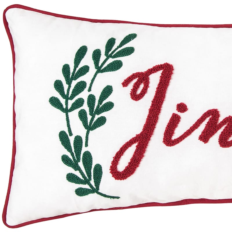 12" x 24" Jingle Sprig Chainstitch Throw Pillow
