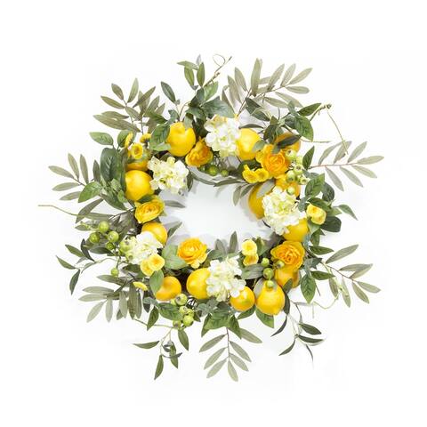 Lemon/Floral Wreath 22"D Foam/Plastic