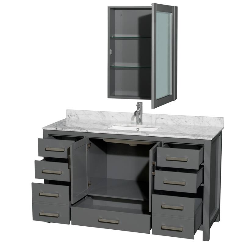 Wyndham Collection Sheffield Single Vanity Set, Medicine Cabinet